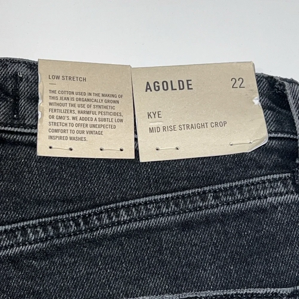 Agolde black kye mid rise straight crop jeans size 22 - Picture 6 of 14